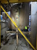 WALKER 2,500 GALLON JACKETED S/S KETTLE WITH TOP-MOUNT PROP AGITATION, MOUNTED ON LOAD CELLS