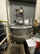 GROEN 250 GALLON S/S BOTTOM-JACKETED KETTLE WITH TOP-MOUNT DUAL MOTION AGITATION, MODEL RA-250,