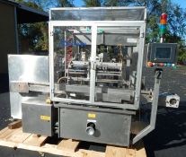 INLINE PISTON FILLER BY GRONINGER, MODEL DPV4000, SERIAL # 3919. FEATURES ALL STAINLESS STEEL CONST