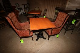 Fire Place Red Cushion Table Set, with (1) Wooden Top Table, Top to Floor: Aprox. 30-1/2