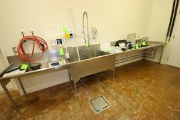 S/S Double Bowl Sink, with (2) Draining Counters, Overall Dims.: Aprox. 192