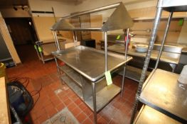 S/S Table with S/S Side Walls, with Top & Bottom Shelves, Overall Dims.: Aprox. 60-1/2