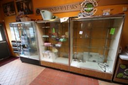 Glass Display Cases, with Sliding Glass Windows, Overall Dims.: Aprox. 48