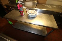 S/S Table with S/S Back Splash & Round Edges, Includes S/S Bottom Shelf, Overall Dims.; Aprox. 60