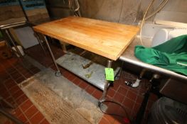 Butcher Block Table Top Table, with S/S Bottom Shelf, Overall Dims.: Aprox. 48