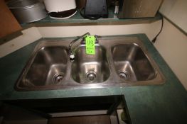 S/S Triple Bowl Sink, Counter Mounted, Overall Dims.: Aprox. 37