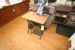 Wooden Table with Black Iron Bottom (Located in McMurray, PA) (Rigging, Loading & Site Management