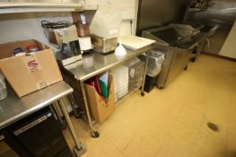 S/S Table, with Casters & S/S Wire Bottom Shelf, Overall Dims.: Aprox. 49-1/2