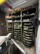 ASSORTED METAL HARDWARE, INCLUDES SHELVES AND CONTENTS OF SHELVES (Non-Negotiable Rigging, Packaging