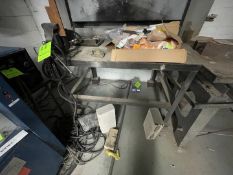 (2) WELDING TABLES, (1) TABLE MOUNTED VICE, (1) EXHAUST HOOD, (1) APROX. 4' W, (1) APPROX. 40