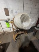 GILSON POLYETHYLENE PORTABLE TILTING PEDESTAL DRUM FLAVOR MIXER, MOUNTED ON CASTERS, MODEL 59016A,