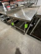 REGENCY S/S TABLE WITH S/S BOTTOM SHELF AND BACKSPLASH APPROX. 72'' X 30'' X 31