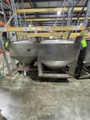 (3) S/S PORTABLE CONE-BOTTOM TOTES / BINS WITH GATE VALVES, APPROX. DIMS: 44