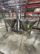 (2) S/S PORTABLE CONE-BOTTOME TOTES, APPROX. 52