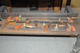 Lot-Various Bar Clamps on (1) Shelf Under (1) Bench, (Bldg 2)