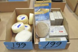 Lot-Clay Compound, Molding Adhesive and Stripe Removal Wheels, and Buffing Bonnets in (2) Boxes