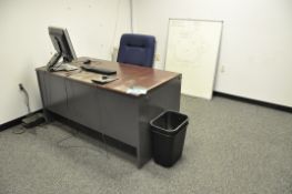 Lot-(2) Desks, (2) Chairs, File Cabinet, (2) Printers and (1) Dry Erase Board