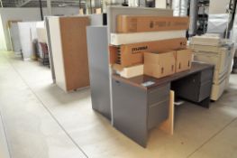 Lot-(1) Desk, Dis-assembled Cubicle Partition Work Stations, and File Cabinets