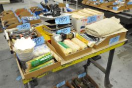 Lot-Painting Tools, Pans, Roller Covers, Stir Sticks, Tarps, etc. in (5) Boxes