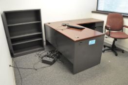 Lot-(1) Desk, (2) Chairs and (1) Bookcase in (1) Office, (1st Floor Office)