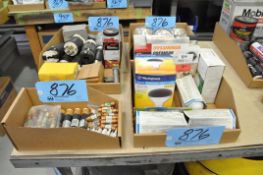 Lot-Fuses, Electrical Cord Plugs, Lamps, etc. in (4) Boxes, (Bldg 2)