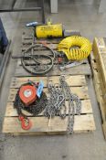 Lot-Dayton 1-Ton Chainfall Hoist, Z-Brake Pneumatic Balancer and Coil Air Hose on (1) Pallet