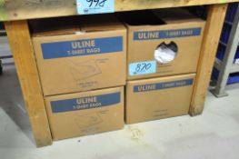 Lot-(9) Boxes of Uline T-Shirt Rags Under (2) Benches, (Bldg 2)