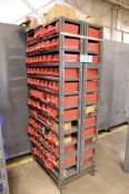 Portable Double Sided Parts Bin Shelving Unit with Nuts, Bolts, etc. Contents