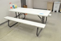 Lifetime Brand Picnic Table with (2) Trash Cans, (Bldg 2)