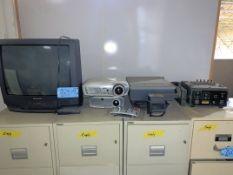 Lot-(1) Panasonic TV, (1) Epson and (1) Canon Projectors, and (1) 3M Overhead Projector