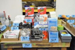 Lot-Tongue Depressors, Gloves, Safety Glasses, Respirators, Packaged Rags, Tape, Wipes, etc