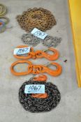 Lot-Various Cloth Lifting Straps, Chains, and (1) Crane Hook, (Bldg 2)