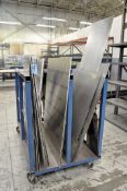 Lot-Various Mild Steel and Aluminum Cut Sheets with (1) Portable Sheet Stock Rack