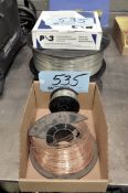 Lot-(5) Various Spools of Mig Welding Wire in (1) Box and (1) Stack