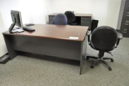 Lot-(2) Desks, (3) Chairs, (2) File Cabinets, (1) Bookcase, (Computer and Misc. Not Included)