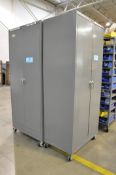 Lot-(2) 2-Door Portable Storage Cabinets with Various Adhesive Tapes, Hoses, etc. Contents