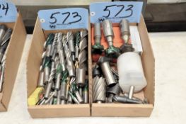 Lot-Single End Mills, Keyway Cutters and Deburs in (2) Boxes