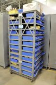 Portable Double Sided Parts Bin Shelving Unit with Nuts, Bolts, Rivets, Fasteners, etc. Contents