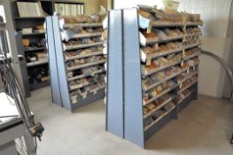 Lot-(10) Sections Slant Shelving with Electrical Components Contents