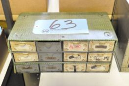 Lot-Small 12-Bin Organizer Cabinet with Taps Contents