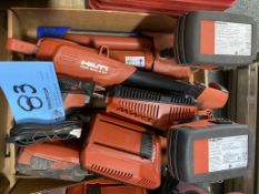 Lot of (3) Hilti HDE 500-A22 Power Epoxy Guns, (Cordless) includes batteries and 2 chargers