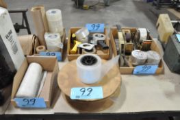 Lot-Various Tapes, Tape Guns, Tape Dispensers, Stapler, and Continuous Poly Tubing in (4) Boxes