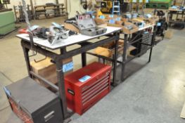 Lot-(3) Steel Tables, (Contents Not Included), (Not to Be Removed Until Empty)