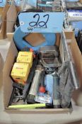 Lot-Tape Measures, Hack Saw, Hole Saws, Level, etc. in (1) Box