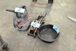 Lot-(1) Husky Shop Vac, (1) Oil Drain Pan and (1) Hydraulic Floor Jack