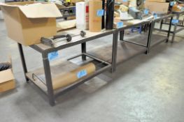Lot-(3) Steel Tables, (Contents Not Included), (Not to Be Removed Until Empty)