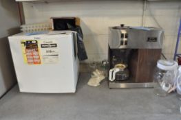 Lot-(1) GE Microwave Oven, (1) Bunn Coffee Maker and (1) Haier, Office Size Refrigerator,
