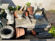 Lot-Cement Yard Decorations and Wood Pallets, (Outside)