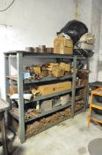 Lot-Arbors, Buss Plug, Safety Switch Box, Misc. Maintenance etc. with Shelving