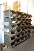 Lot-(30) Steel Tote Bins with Bin Rack